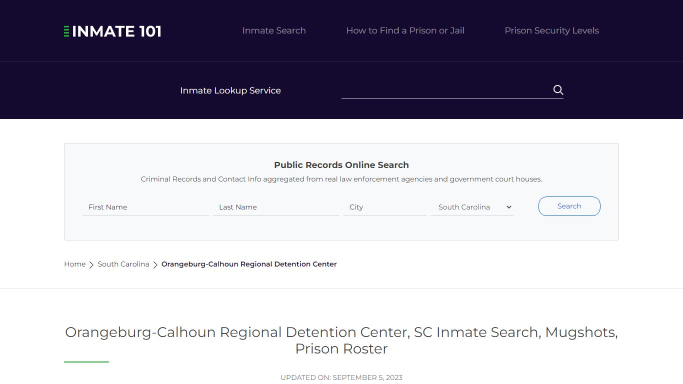 Orangeburg-Calhoun Regional Detention Center, SC Inmate Search ...
